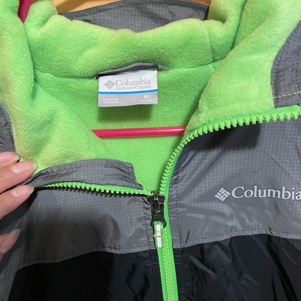Columbia Gray and Black Jacket with Neon Green Highlights - Picture 3 of 4